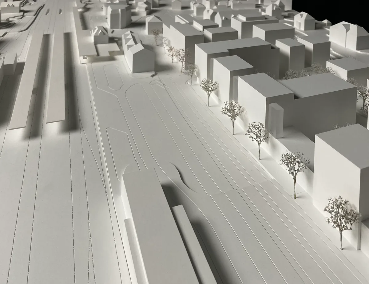 Gestaltungsplan Pestalozzistrasse in Wetzikon, der im Februar 2023 öffentlich aufgelegt worden ist; Visualisierung  Modell  Plan Karte